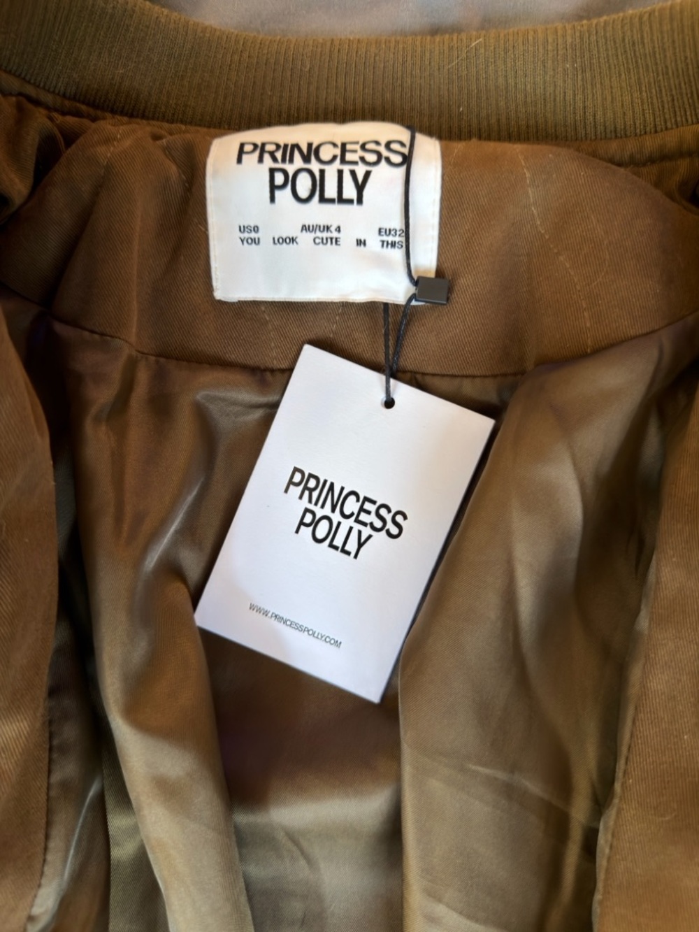 Princess Polly Brown Quilted Jacket – NWT – Size 4 - Picture 5 of 8